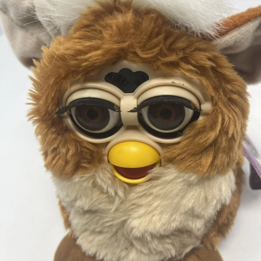 1999 Furby 70-800 Coffee Tan Brown Fur Brown Eyes White Hair W/ Tag WORKING